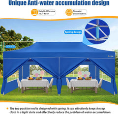 HOTEEL 10x20 Pop up Canopy with 6 Removable Sidewalls Heavy Duty Party Tent Outdoor Event Gazebo Frame Thickened Commercial Canopy Tents for Wedding Parties Camping, Blue