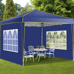 COBIZI  10'x10' Pop up Canopy Tent Commercial Instant Canopy with 4 Sidewalls & Carry Bag 4 Stakes & Ropes & Sandbags Portable Tent for Parties Beach Camping Party Event Shelter Sun Shade
