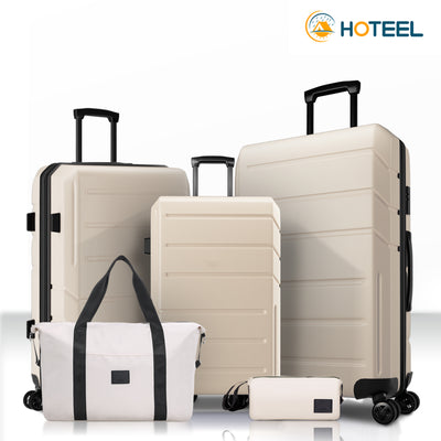 HOTEEL 3-Piece ABS+PC Hardshell Luggage Set,Expandable Travel Suitcases with TSA Lock & Silent Spinner Wheels (20/24/28", Black)