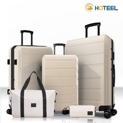 HOTEEL 3-Piece ABS+PC Hardshell Luggage Set,Expandable Travel Suitcases with TSA Lock & Silent Spinner Wheels (20/24/28", Black)