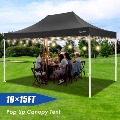 HOTEEL 10x15 Pop Up Canopy Tent Heavy Duty Easy Up Outdoor Canopy Commercial Event Tent Wedding with Roller Bag,UV 50+ & Upgraded No Water Accumulation,Thick Hexagonal Legs