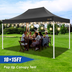HOTEEL 10x15 Pop Up Canopy Tent Heavy Duty Easy Up Outdoor Canopy Commercial Event Tent Wedding with Roller Bag,UV 50+ & Upgraded No Water Accumulation,Thick Hexagonal Legs