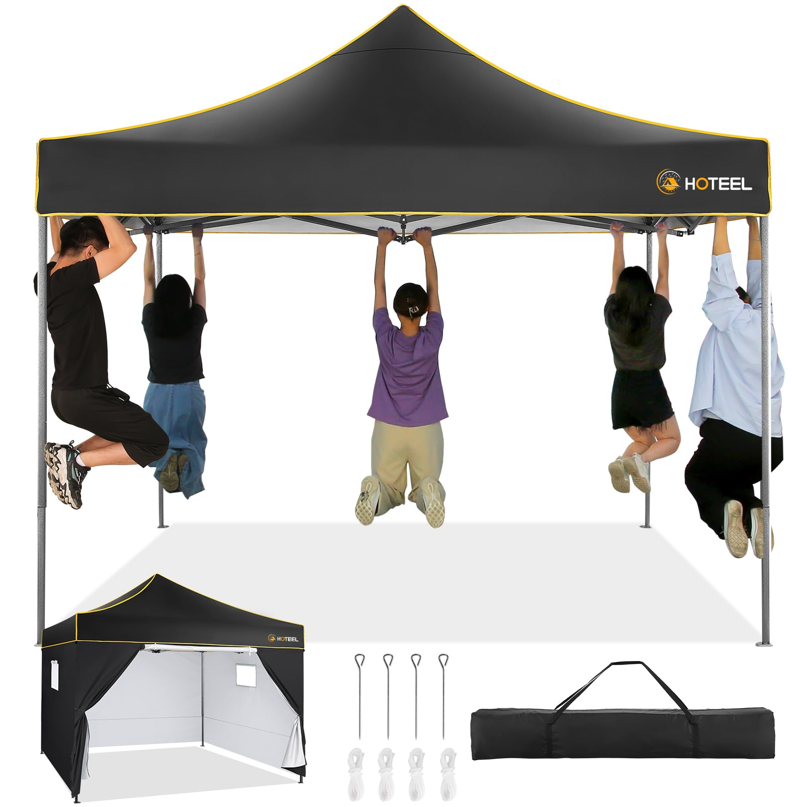 HOTEEL Pop Up 10x10 Canopy Tent, Outdoor Heavy Duty Vendor Tent with Sidewalls,Easy Up Canopy with Mesh Window,UPF 50+, White