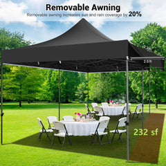 COBIZI 10X20 ft Canopy with Extended Awning, Heavy Duty EZ Pop up Folding Canopy Tent with Roller Bag, Rainproof&Sunproof Awning Gazebo Shelter for Party Events, Market, Vendor