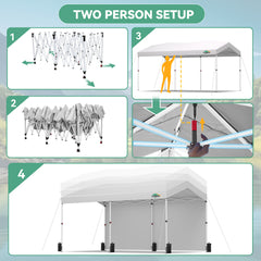 COBIZI 10x20 Pop Up Canopy-Easy Up Carport Canopy with One Push Setup-Outdoor Sun Shade&Waterppof Tent for Parties, Camping, Events-with 2 Sidewalls,Portable Bag,4 Weight Bags,4 Ropes&10 Stakes
