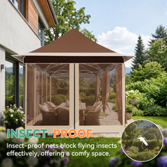 COBIZI 12'x20' Pop Up Gazebo，Easy Setup with Mosquito Netting, Brown SPC000251
