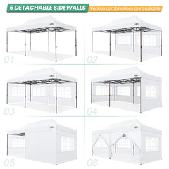 COBIZI 10x20 Pop up Heavy Duty Canopy with 6 Sidewalls,Waterproof Commercial Tent,Outdoor Gazebo for Wedding Party with Wheeled Bag