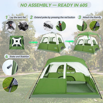 COBIZI 6-8 Person Portable  Easy Setup Camping Tent with Removable Rainfly, 10'x9' SPC000298