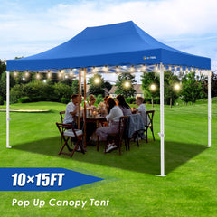 HOTEEL 10x15 Pop Up Canopy Tent Heavy Duty Easy Up Outdoor Canopy Commercial Event Tent Wedding with Roller Bag,UV 50+ & Upgraded No Water Accumulation,Thick Hexagonal Legs