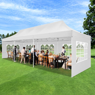 HOTEEL 10¡¯x30' pop-up tent, suitable for parties, heavy-duty easy-to-set-up tent with 8 side walls, outdoor commercial instant gazebo, suitable for wedding events, with portable bag