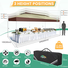 HOTEEL 10x20 Gazebo Canopy Tent with 6 Netting Sidewalls,Pop up Canopy for Parties Wedding,Commercial Easy up Gazebo with Sandbags,UV 50+