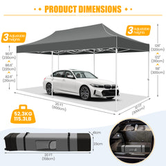 COBIZI 10x20 Pop Up Canopy Tent Heavy Duty with 6 Removable Sidewalls, Commercial Heavy Duty Pop Up Tent for Parties All Weather Waterproof and UV 50+ Wedding Tent with Roller Bag(Legs Upgraded)