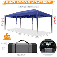 COBIZI 10x20 Pop Up Canopy Tent Heavy Duty with 6 Removable Sidewalls, Commercial Heavy Duty Pop Up Tent for Parties All Weather Waterproof and UV 50+ Wedding Tent with Roller Bag(Legs Upgraded)