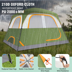 COBIZI 6 Person Tent for Camping, Easy Setup Camping Tent with Rainfly & Screen Windows for Camping/Traveling/Family Gathering/Hiking/Beach