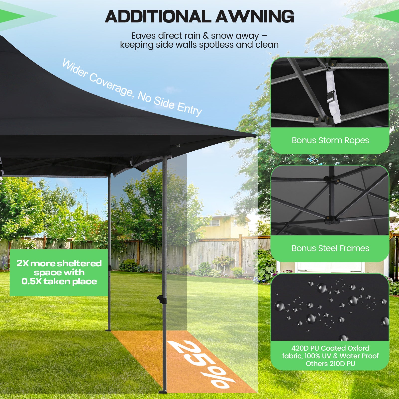 Hoteel 13x13 Pop up Canopy with 4 Removable Sidewalls, Outdoor Canopy Tents for Parties Wedding, High Stability, Instant Sun Protection Shelter with Upgrade Raised Roof and Carry Bag