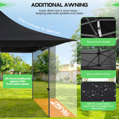 Hoteel 13x13 Pop up Canopy with 4 Removable Sidewalls, Outdoor Canopy Tents for Parties Wedding, High Stability, Instant Sun Protection Shelter with Upgrade Raised Roof and Carry Bag