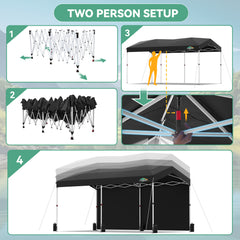 COBIZI 10x20 Pop Up Canopy-Easy Up Carport Canopy with One Push Setup-Outdoor Sun Shade&Waterppof Tent for Parties, Camping, Events-with 2 Sidewalls,Portable Bag,4 Weight Bags,4 Ropes&10 Stakes