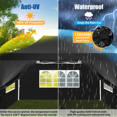 HOTEEL 10x15 Pop Up Canopy Tent Heavy Duty with 4 Sidewalls,Tents for Parties Outdoor Canopy Event Tent Wedding with Roller Bag,UV 50+ & Upgraded No Water Accumulation,Thick Hexagonal Legs