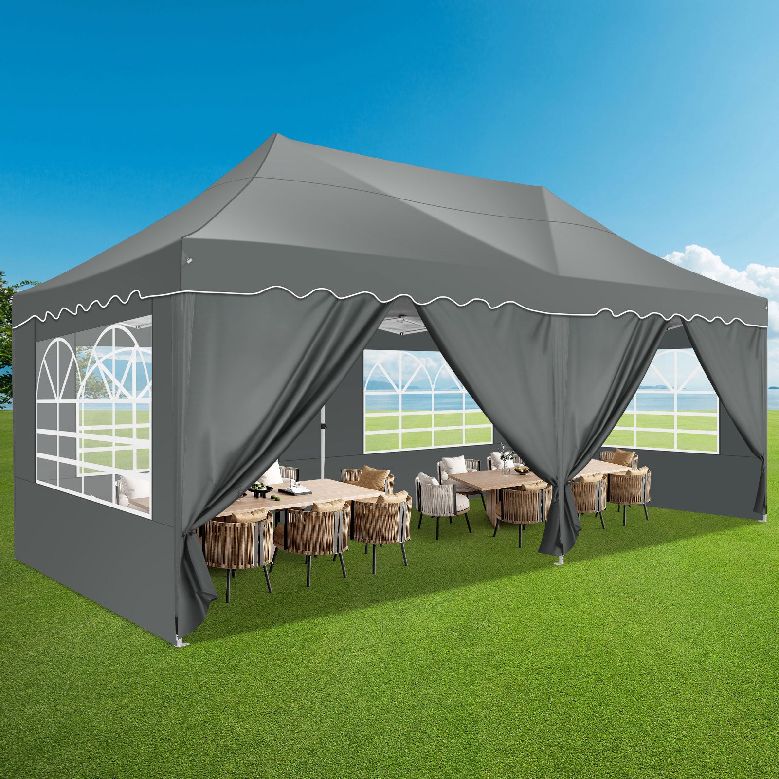 HOTEEL Canopy 10'x20' Pop Up Canopy Tent Heavy Duty Waterproof Adjustable Commercial Instant Canopy Outdoor Party Canopy Parties,Wedding,Outside Patio,Event,Backyard,White