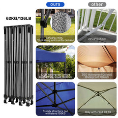 HOTEEL 10x30 Pop Up Canopy, Heavy Duty Canopy UPF 50+ All Season Wind Waterproof Commercial Outdoor Wedding Party Tents Gazebo with Roller Bag, Dark Blue