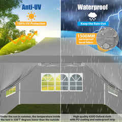 HOTEEL 10x15 Pop Up Canopy Tent Heavy Duty with 4 Sidewalls,Tents for Parties Outdoor Canopy Event Tent Wedding with Roller Bag,UV 50+ & Upgraded No Water Accumulation,Thick Hexagonal Legs