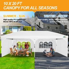 HOTEEL 10'x20' Up Pop Up Canopy Tent, Party Tents with One Push Central Button Air Vent, Instant Canopy Tent with Sidewalls & Reflective Strip