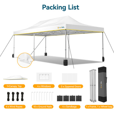 HOTEEL 13x26 Heavy Duty Pop Up Canopy,Instant Outdoor Gazebo with 6 Sidewalls, Commercial Grade Party Tent for Wedding Events, Hexagonal Frame,Black