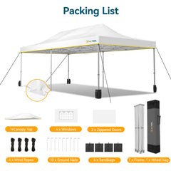 HOTEEL 13x26 Heavy Duty Pop Up Canopy,Instant Outdoor Gazebo with 6 Sidewalls, Commercial Grade Party Tent for Wedding Events, Hexagonal Frame,Black