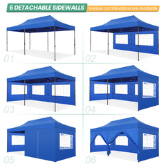 COBIZI 10x20 Pop up Heavy Duty Canopy with 6 Sidewalls,Waterproof Commercial Tent,Outdoor Gazebo for Wedding Party with Wheeled Bag
