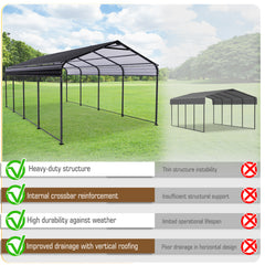 HOTEEL 12X20 FT Outdoor Carport, Galvanized Metal Heavy Duty Garage Car Storage Shelter, Metal Carport Upgraded Extra Large Garage