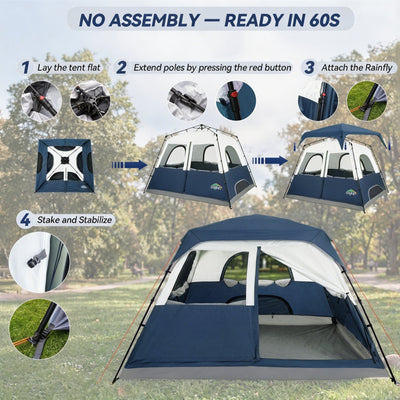 COBIZI 6-8 Person Portable  Easy Setup Camping Tent with Removable Rainfly, 10'x9' SPC000298