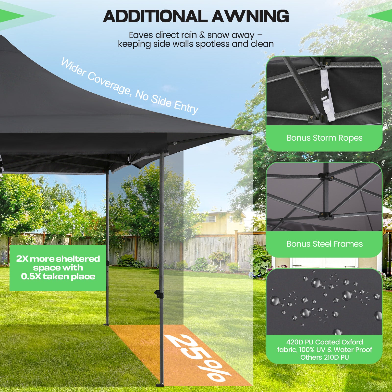 Hoteel 13x13 Pop up Canopy with 4 Removable Sidewalls, Outdoor Canopy Tents for Parties Wedding, High Stability, Instant Sun Protection Shelter with Upgrade Raised Roof and Carry Bag