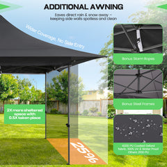 Hoteel 13x13 Pop up Canopy with 4 Removable Sidewalls, Outdoor Canopy Tents for Parties Wedding, High Stability, Instant Sun Protection Shelter with Upgrade Raised Roof and Carry Bag
