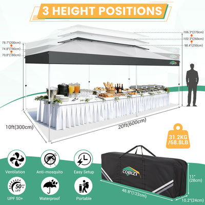 HOTEEL 10x20 Gazebo Canopy Tent with 6 Netting Sidewalls,Pop up Canopy for Parties Wedding,Commercial Easy up Gazebo with Sandbags,UV 50+