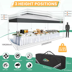 HOTEEL 10x20 Gazebo Canopy Tent with 6 Netting Sidewalls,Pop up Canopy for Parties Wedding,Commercial Easy up Gazebo with Sandbags,UV 50+