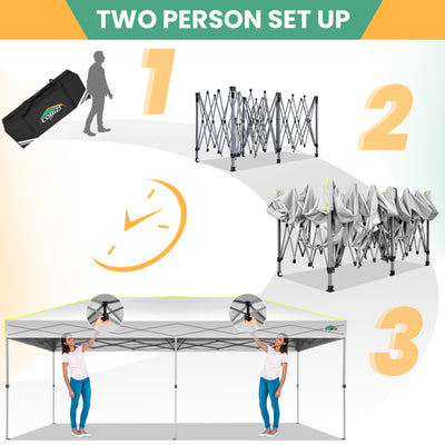 COBIZI 10'x20' Pop up Canopy Tent Easy up Canopy with Air Vent,Reflective Strip,4 Sandbags SPC000120