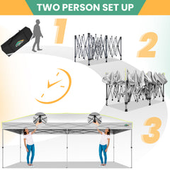 COBIZI 10x20 Pop up Canopy Tent Easy up Canopy for Outside Instant Portable Waterproof Party Canopy Tent for Summer Beach Garden Party Camping Outside with Air Vent,Reflective Strip,4 Sandbags