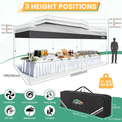 HOTEEL 10x20 Gazebo Canopy Tent with 6 Netting Sidewalls,Pop up Canopy for Parties Wedding,Commercial Easy up Gazebo with Sandbags,UV 50+