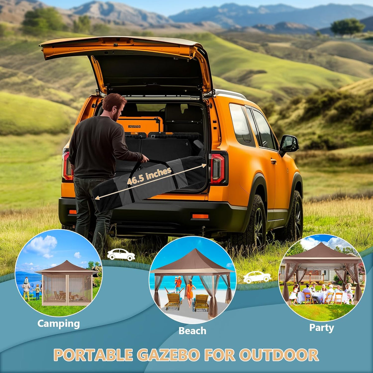 COBIZI 12'x12' Pop-up Gazebo Canopy, Durable Gazing Pavilion with Mosquito Netting SPC149