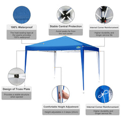 COBIZI 10x10 Pop Up Canopy Tent, Outdoor Instant Commercial Gazebo, Shade Shelter Waterproof Tents for Backyard Parties Event,Blue
