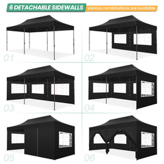 COBIZI 10x20 Pop up Heavy Duty Canopy with 6 Sidewalls,Waterproof Commercial Tent,Outdoor Gazebo for Wedding Party with Wheeled Bag
