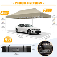COBIZI 10x20 Pop Up Canopy Tent Heavy Duty with 6 Removable Sidewalls, Commercial Heavy Duty Pop Up Tent for Parties All Weather Waterproof and UV 50+ Wedding Tent with Roller Bag(Legs Upgraded)