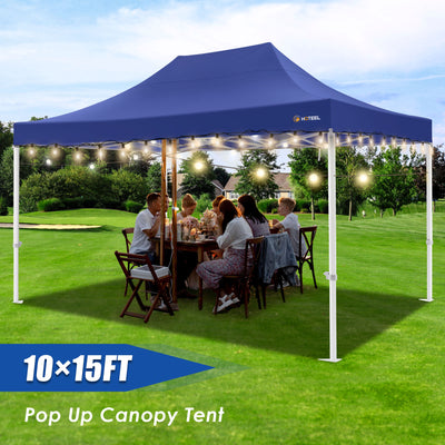 HOTEEL 10x15 Pop Up Canopy Tent Heavy Duty Easy Up Outdoor Canopy Commercial Event Tent Wedding with Roller Bag,UV 50+ & Upgraded No Water Accumulation,Thick Hexagonal Legs