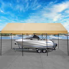 COBIZI Carport, 10'x 20' Heavy Duty Carport with Roll-up Ventilated Windows, Portable Garage with Removable Sidewalls & Doors for Car