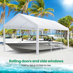 Hoteel 10'x20' Carport Heavy Duty Galvanized Car Canopy Tents with Powder-Coated Steel Frame, Quick Assembly Steel Shelter with All-Season Tarp for Outdoor Truck Boat Car Port Party Storage