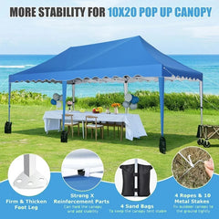 YUEBO Canopy 10' x 20' Pop Up Canopy Tent Heavy Duty Waterproof Adjustable Commercial Instant Canopy Outdoor Party Canopy Parties,Wedding,Outside Patio,Event,Backyard,Black