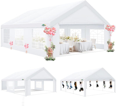 COBIZI 20'x20' Heavy Duty  Party Canopy with 6 Sidewalls & Built-in Sandbags SPC280