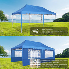 YUEBO Canopy 10' x 20' Pop Up Canopy Tent Heavy Duty Waterproof Adjustable Commercial Instant Canopy Outdoor Party Canopy Parties,Wedding,Outside Patio,Event,Backyard,Black