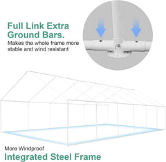 COBIZI 20x40 Party Tent Large Heavy Duty Outdoor Canopy & Carport, Upgraded Commercial Wedding Event Shelter Tent with 8 Removable Sidewalls, Big Tent for Birthday Party, Outdoor Event, Wedding, White