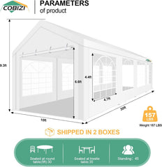 COBIZI 10'x30' Heavy Duty Party Tent  with Removable Sidewall Windows SPC000124